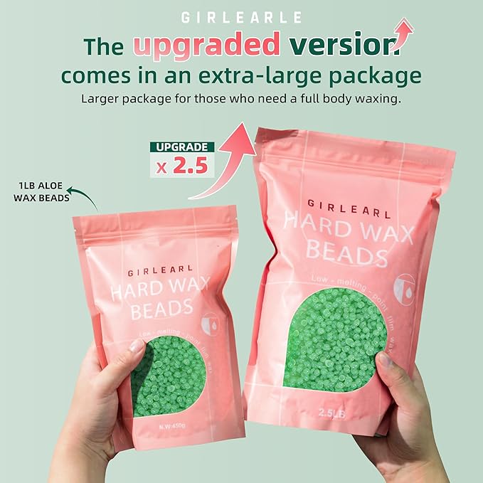2.5lb Wax Beads for Hair Removal, Brazilian Bikini Waxing for Women Men, Hard Wax beads Perfect for Sensitive Skin Full Body Eyebrow, Legs, Face at Home Waxing Beads for Coarse Hair (Aloe)