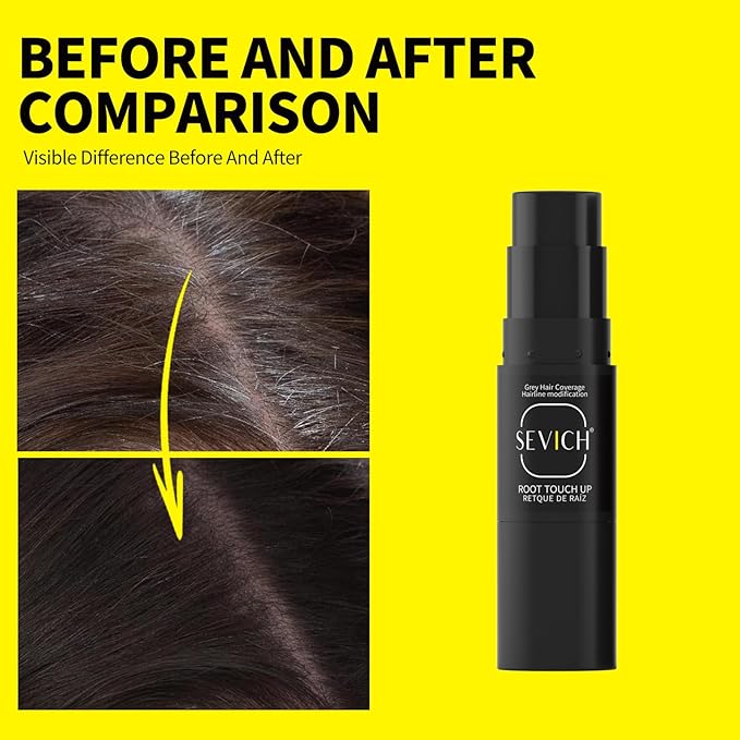 SEVICH Dual-Ended Root Touch Up Stick - Waterproof Hairline Enhancer for Sparse Hairlines & Gray Coverage, Non-Sticky Scalp Concealer with Beeswax, Instant Volume & Natural Look (Light brown)