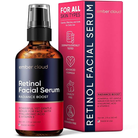 Retinol Serum for Face (2Oz) with Hyaluronic Acid, Vitamin E & Aloe Vera - Anti-Aging Serum