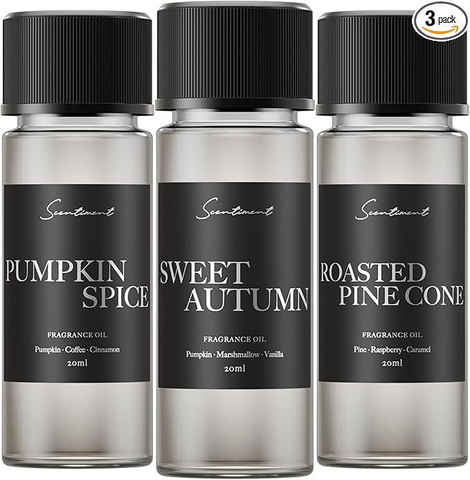 Scentiment Fall Diffuser Oil Discovery Kits - Top 3 Fall Scents | Aromatherapy Home Fragrance | Luxurious Scent with Notes of Sweet Autumn, Pumpkin Spice, Roasted Pine Cone, 20ml