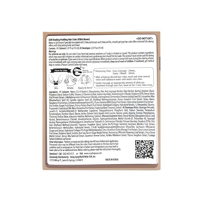 eZn Pudding Hair Dye Ammonia Free Semi-Permanent Self Hair Dye DIY Kit included contain Keratin Made in Korea Beauty (Mute Skin Brown)