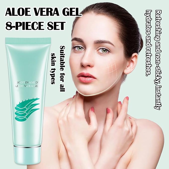 8Pcs Organic Aloe Vera Gel for After Sun Skin Care,Natural Moisturizing Aloe Vera Gel for Face & Body,Easy to Portable Face Moisturizer,Travel Size Pure Vera Aloe Gel for all Skin Types D