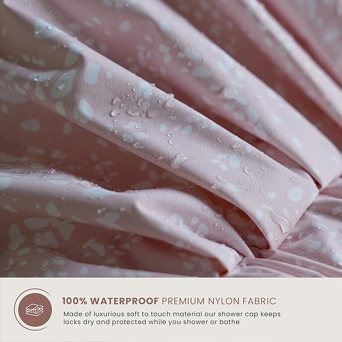 Reusable Shower Cap for Women Reusable Waterproof – Leakproof, Nonslip Hair Cap for Shower Flexiband – Soft, Breathable, Durable Christmas Shower Caps by SMPL OBJECTS (Blush)