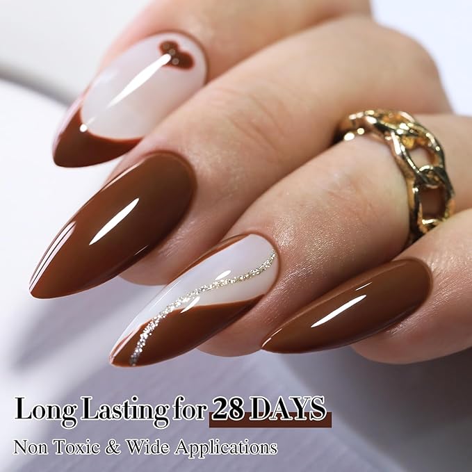 Double Rhythm 15ML Dark Brown Gel Polish Pure Sheer Same Color Same Bottle Soak Off Gel Polish Art Manicure Salon DIY at Home for Women (Deep Brown-A1446)