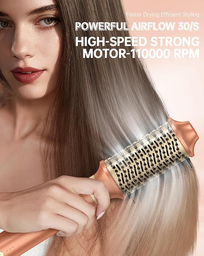 [Dual Voltage] webeauty 6 in 1 Hot Air Styler, High-Speed Negative Ionic Hair Dryer with Auto Curlers, Professional Blow Dryer Brush, Diffuser, Volumizer Multiple Styling, No Heat Damage