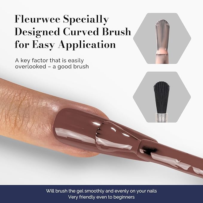 MelodySusie Fleurwee Plant Based Gel Nail Polish, 2 Pcs Hema Free Gel Polish Nude Brown and Cappuccino Brown Nail Polish 21 Non Toxic Long Lasting Nail Art Salon DIY Manicure at Home Gift for Women