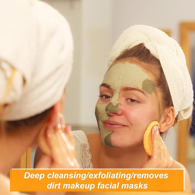 Geiserailie 50 Pcs Compressed Facial Sponges Facial Makeup Natural Cosmetic Spa Sponges for Women Cleansing, Exfoliating Mask, Makeup Removal, Dead Skin, and Dirt, Travel Accessories(Yellow)