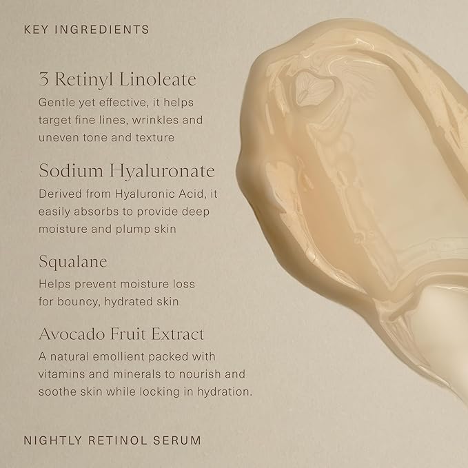 Oak Essentials Nightly Retinol Serum | Anti-Aging Face Serum with Gentle Retinol, Squalane & Avocado Extract, 1 Oz