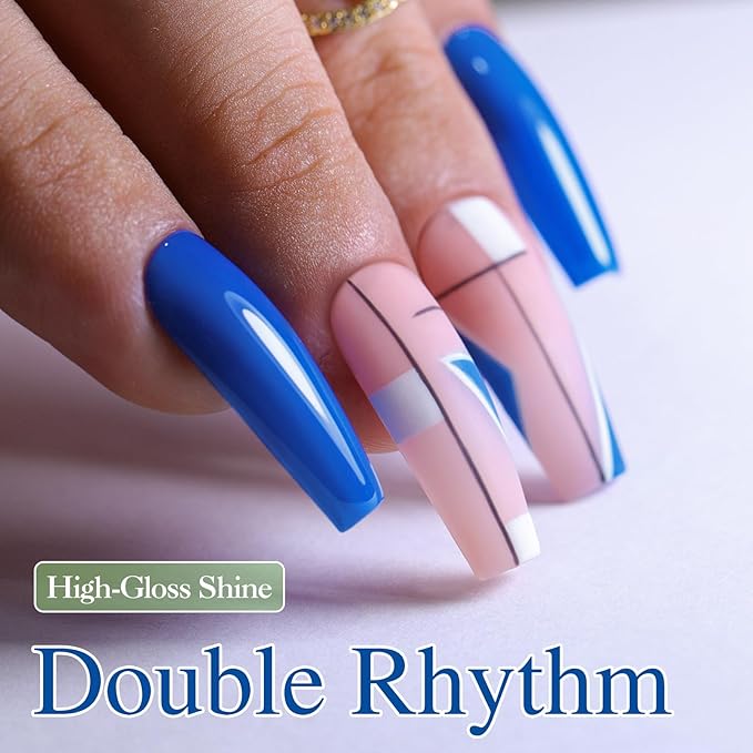 Double Rhythm 15ML Gel Polish Pure Sheer Same Color Same Bottle Soak Off Gel Polish Art Manicure Salon DIY at Home for Women (Dark Blue-A1335)
