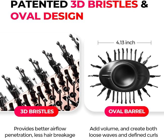 TYMO Hair Dryer Brush Blow Dryer Brush in One, 4 in 1 Ionic Hairdryer and Styler Volumizer with Oval Titanium Barrel, Hot Air Straightener for Smooth Frizz-Free Blowout, Gold