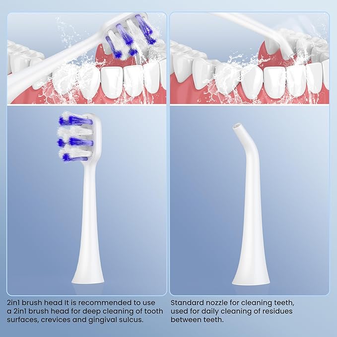 Portable Water flosser with Electric Toothbrush, 2 in 1 Teeth Cleaning Kit, Electric Toothbrush and flosser Combo, Water Flosser for Travel and Home (White)