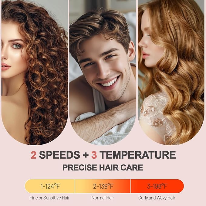 6 in 1 Air Styler Set & Hair Dryer Brush, 110,000 RPM High-Speed Negative Ionic Hair Dryer Fast Drying, Multi Professional Hot air Styler for Curling Volumizing Straightening Styling(Pink)