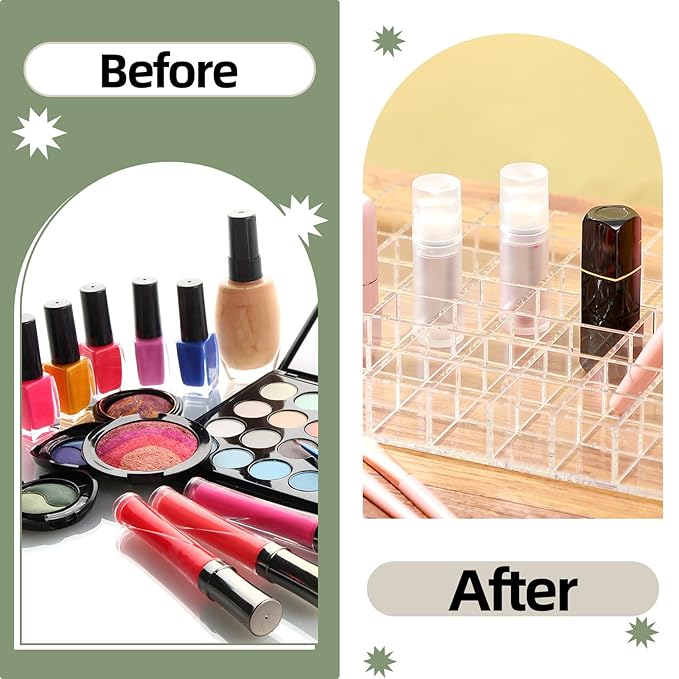 Mumufy Lipstick Holder Clear Acrylic Organizer Makeup Lip Gloss Organizer Plastic Cosmetic Display Case for Lipstick Brushes Bottles Perfume Essential Drawer Vanity Bathroom (100 Slot)