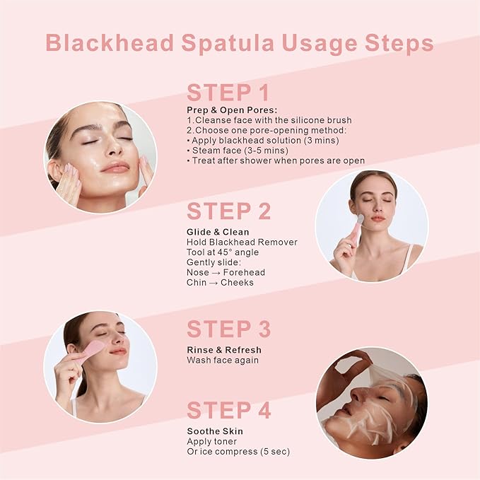 Blackhead Remover & Silicone Face Scrubber,Face Spatula,Facial Cleansing Brush, Pore Brush, Face Scrubber Exfoliator for Facial Deep Cleansing (Pink)
