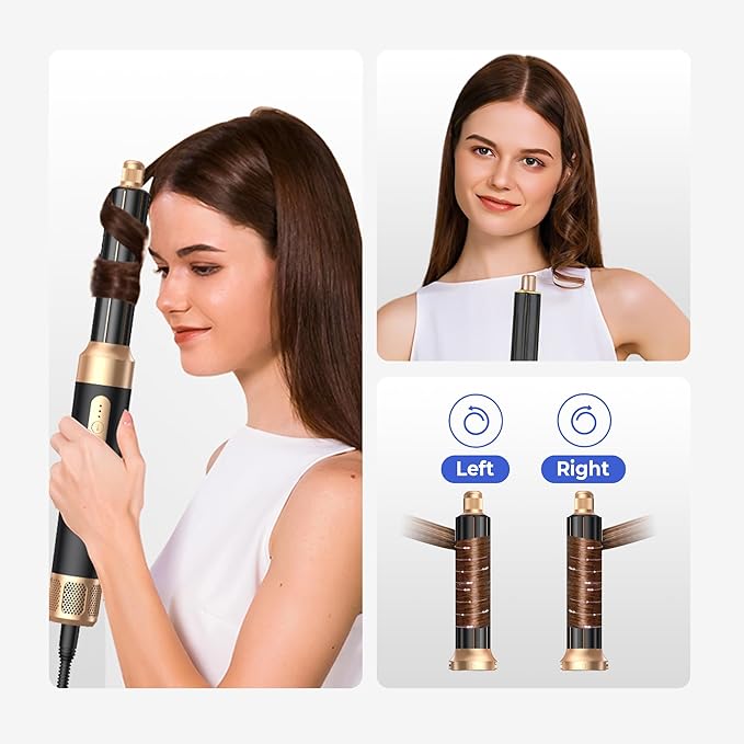 Blow Dryer Brush 7 in One, Negative Ion Hair Set Upgrade Hot Air Styler Wrap Curler, Curling Iron Styling Tools As A Gift for Straight/Curl/Drying/Smoothing