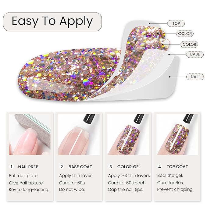 MAYCHAO 15ML Gel Nail Polish 1Pc Clear Pink Glitter Nail Polish Soak Off UV LED Nail Gel Polish Nail Art Starter Manicure Salon DIY at Home, 0.5 OZ