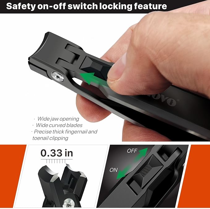 Nail Clippers Set, Ultra Sharp Sturdy Fingernail and Toenail Clipper Cutters with Visibly Tin Case, Large Toenail Clipper