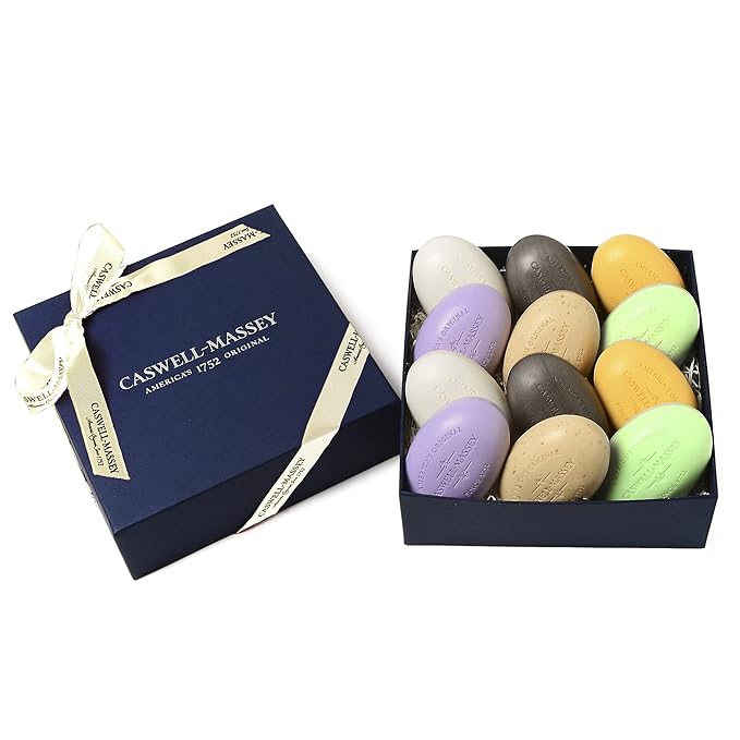 Caswell-Massey Natural Bar Soap Gift Set - Centuries Collection 4 Scent - Plant-Based Formula with Essential Oils - Made in USA - Moisturizing Triple-Milled Body Soap Bars for Men & Women, 12 x 5.8 oz