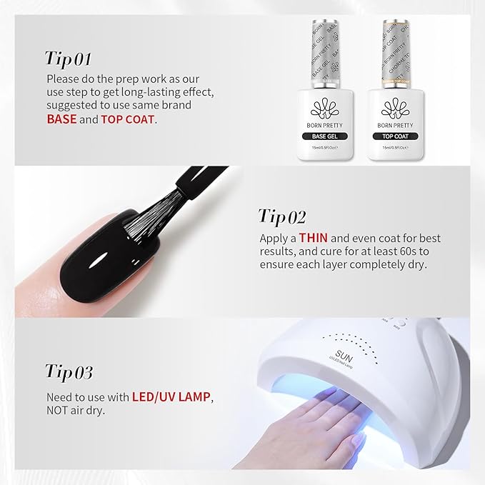 Born Pretty Black Gel Nail Polish Classic Color Nail Gel Polish Nail Art Manicure Salon DIY Home 15ml