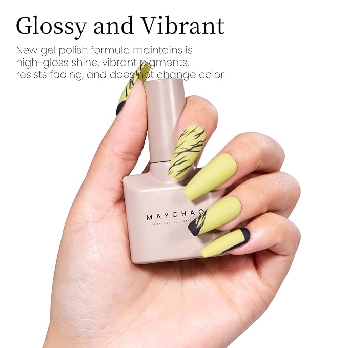MAYCHAO 15ML Green Gel Nail Polish 1Pc Kiwi Green Gel Polish Soak Off UV LED Nail Polish Nail Art Starter Manicure Salon DIY at Home, 0.5 OZ