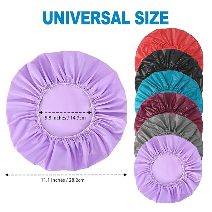 6 PCS Shower Caps for Women, Double Side Waterproof Shower Cap, Reusable Elastic Bath Caps for Shower, EVA Bathing Shower Caps, Bath Hair Caps - Black+Plum+Teal+Red+Lavender+Gray