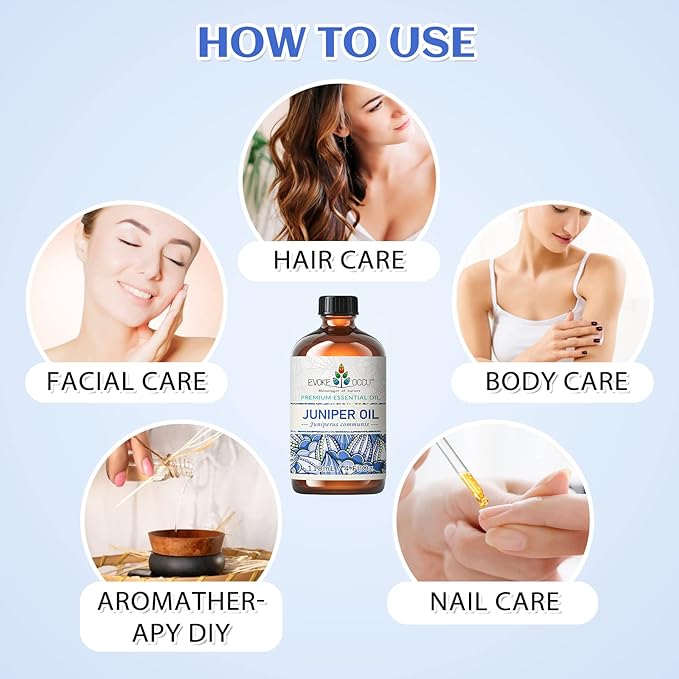 EVOKE OCCU Juniper Berry Essential Oil for Relaxation Clean Massage, Add to Diffuser and lotions - 4 Fl Oz