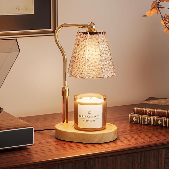 Candle Warmer Lamp with Timer Dimmable, Height Adjustable Wax Melt Warmer for Home Decor & New Home Bedroom, Vintage Candle Lamp for Scented Wax Jar Candles with 2 Bulbs,Birthday Gift for Women & Moms