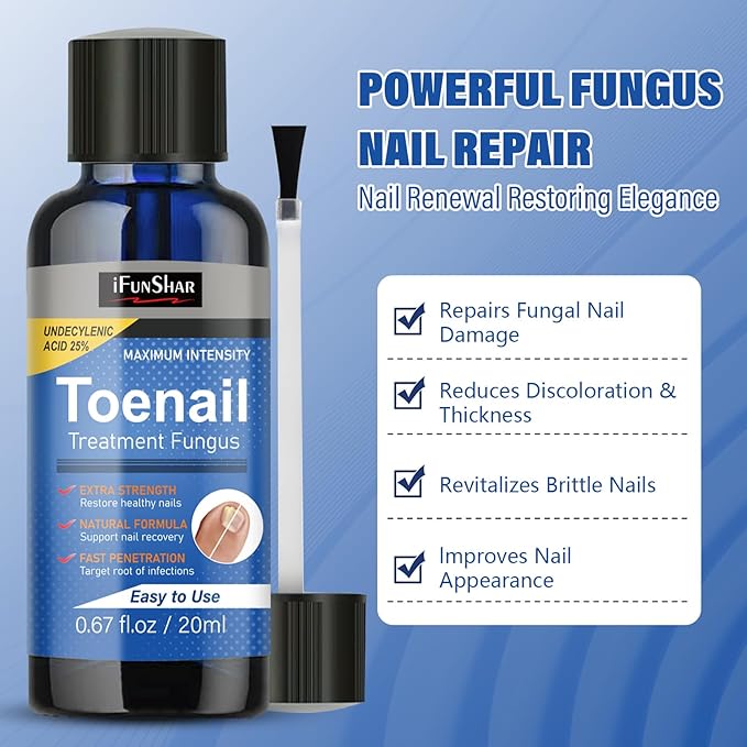 Toenail Fungus Treatment Extra Strength, Nail Fungus Treatment with 25% Undecylenic Acid, Upgraded Fungal Nail Repair for Yellow, Discolored, Thick and Ingrown Nails, 2 Bottles