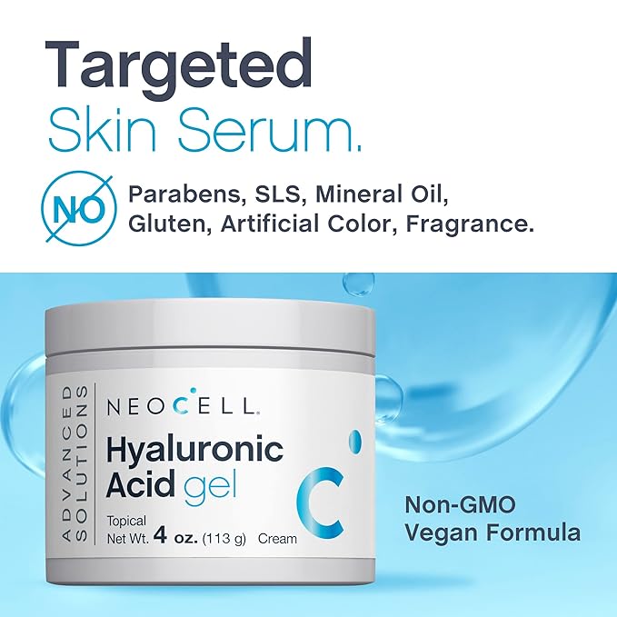 NeoCell Hyaluronic Acid Moisturizer | 4 oz | Moisturizing Topical Gel Cream | for Face and Neck | Advanced Skin Hydration