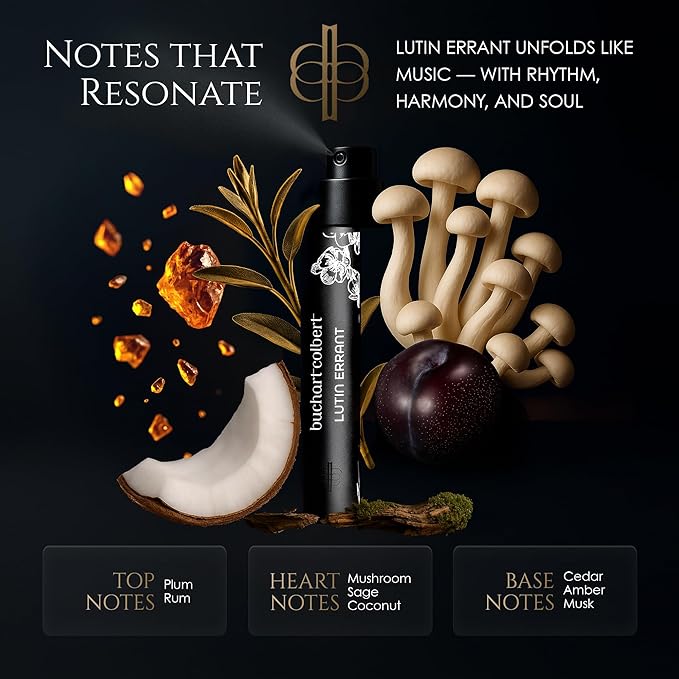 Lutin Errant Fragrance 10mL – Niche Eau de Parfum – Dry Woods, Coconut & Amber Perfume for Men & Women with White Musk & an Earthy Mushroom Heart