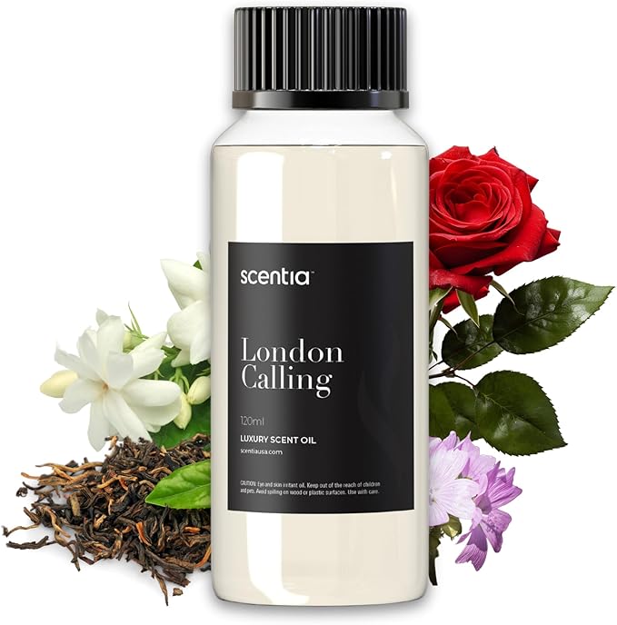 Scentia Hotel Diffuser Oil Inspired by Ferrari - 120 ml 4.06 fl oz - Fragrance Oil Blend White Tea, Cedarwood & Soku Lime for Aromatherapy Diffusers and Humidifiers - London Calling, Thanksgiving Gift