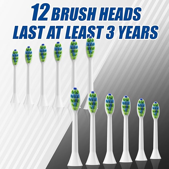 7AM2M Rechargeable Sonic Electric Toothbrush 2 Pack, Soft Toothbrushes for Adults and Kids with 12 Brush Heads, IPX7 One Charge Use for 90 Days, 5 Modes with 2 Minutes Build in Smart Timer