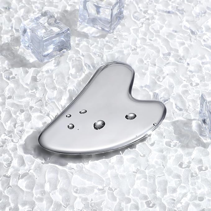 rosenice Gua Sha Facial Tools Guasha Tool Gua Sha Jade Stone for Face Skincare Facial Body Acupuncture Relieve Muscle Tensions Reduce Puffiness Festive Present (Metallic)