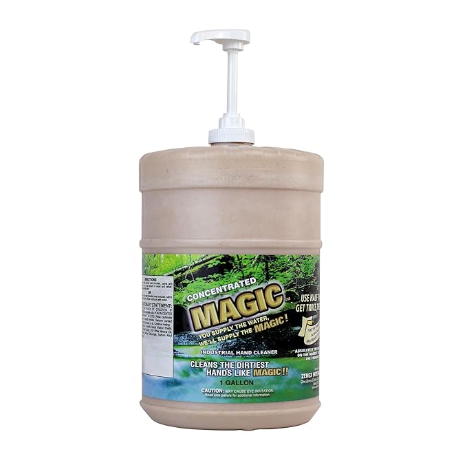 Zenex Magic Hand Soap - Industrial Hand Cleaner for Auto Mechanics | Shop Soap | Walnut Shell Scrubbers to Remove Grease, Oil, Ink & Paint | Moisturizing Ingredients | 1 gallon (4 Pack)
