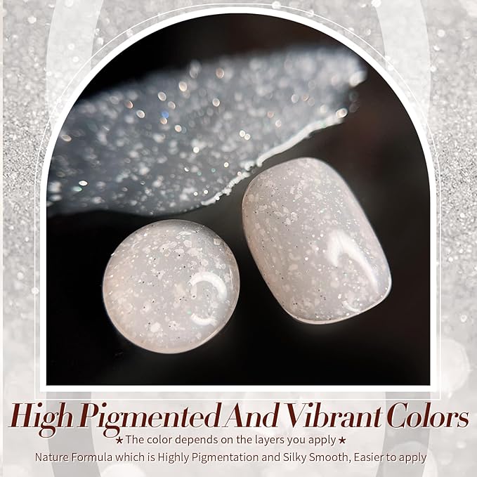 Born Pretty Jelly Gel Nail Polish, Shimmer Glitter Snow Jelly Gel, Milky Nude Neutral Translucent Natural Gel Nail Polish, Manicure Salon DIY for Women Girls 15ML