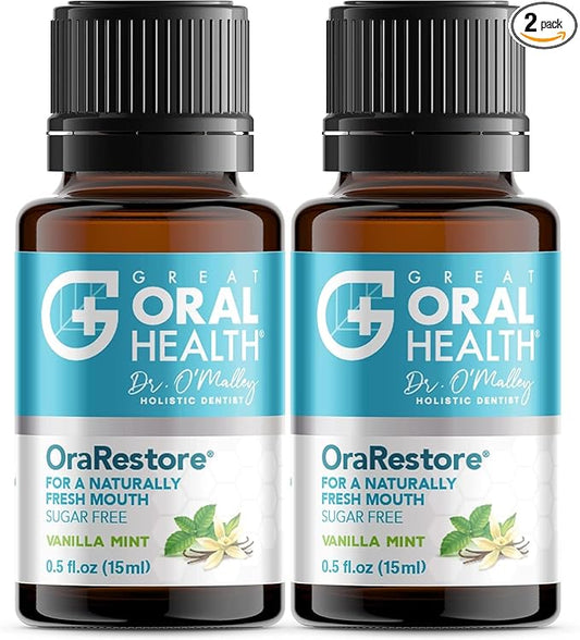OraRestore Bad Breath Treatment for Adults Halitosis: Dentist Formulated Oral Rinse Concentrate Tooth Oil Liquid Toothpaste, Fresh Breath Mouthwash for Dry Mouth, Oral Care, Healthy Gums, Teeth -2pack