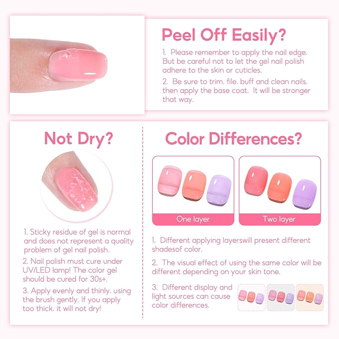 COSCELIA Jelly Gel Polish Set 25pc Brown Fall Colors Translucent Ice Jelly Gel Nail Polish for Women All Seasons Red Green Blue Pink Nail Manicure Kit Salon DIY at Home Christmas Gifts for Women