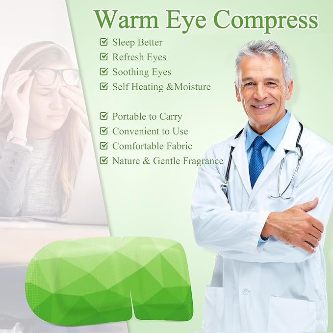 16 Packs Steam Eye Mask, Heated Eye Mask for Sleeping, Warm Compress for Eyes, Self Heating Disposal Steam Mask for Home Sleep, Office, Spa, Travel Essentials Stocking Stuffers (Green Tea)