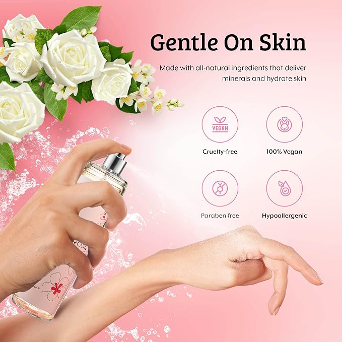 White Rose Jasmine Body Spray for Women, Womens Perfume Fragrance Body Mist And Sprays Luxury Perfume Mist - 8 oz Fine Spray Bottle