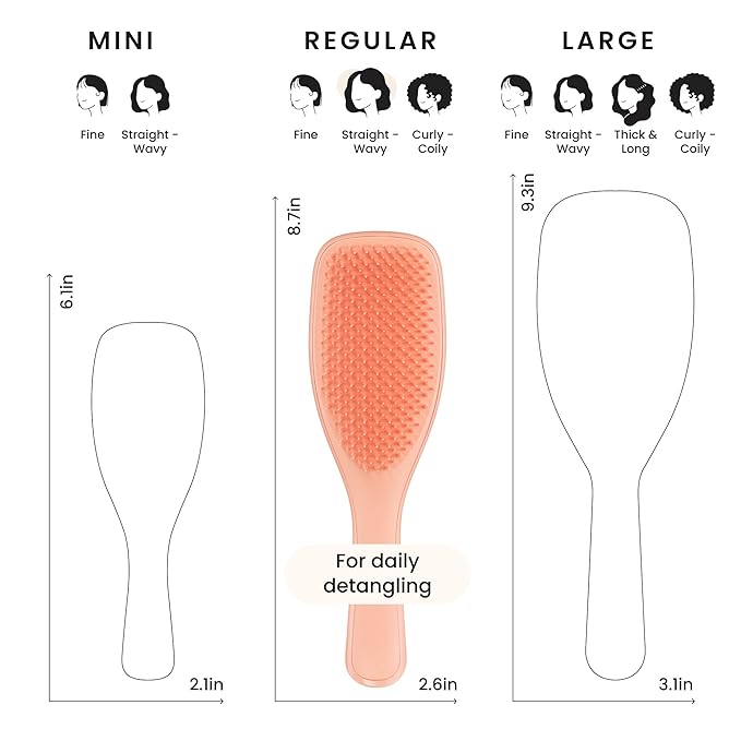 Tangle Teezer Ultimate Detangler Brush for Wet & Dry Hair, Eliminates Knots & Reduces Breakage for All Hair Types, Amazon Exclusive Apricot