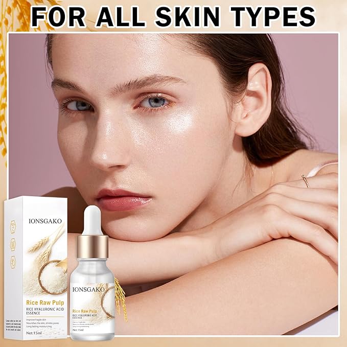 Crema De Arroz para La Piel De Cara Y Cerrar Los Poros Quitar Manchas White Rice Serum for Face Essence Deep Moisturizing Nourishing Suero Crema Para Las Manchas En De La Cara(0.5Oz/1PC)