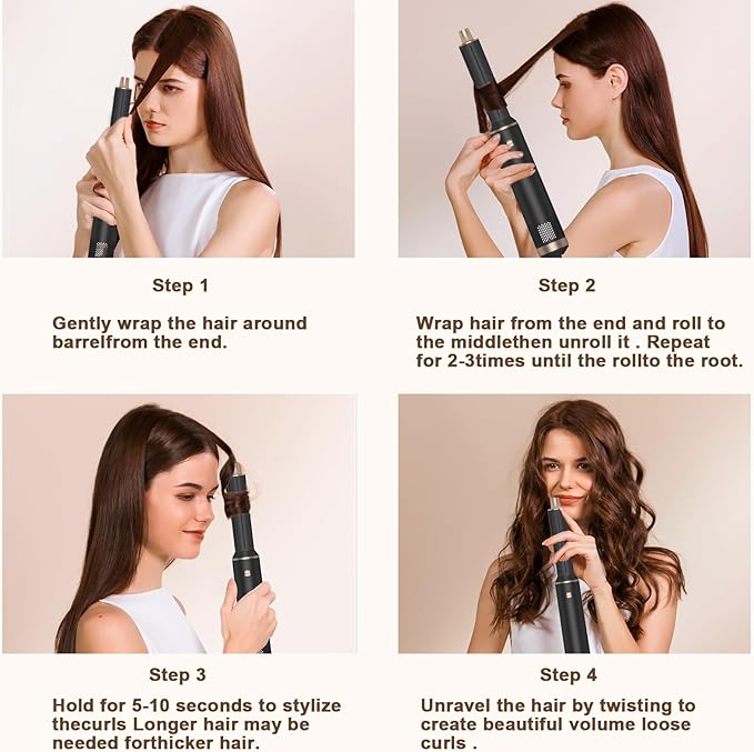 5 in 1 Hair Styler & Hair Dryer Brush, Low-Speed Negative Ionic Air Styler Drying, Multi Hair Styler, Professional Blow Dryer Brush for Curling Volumizing Straightening Styling