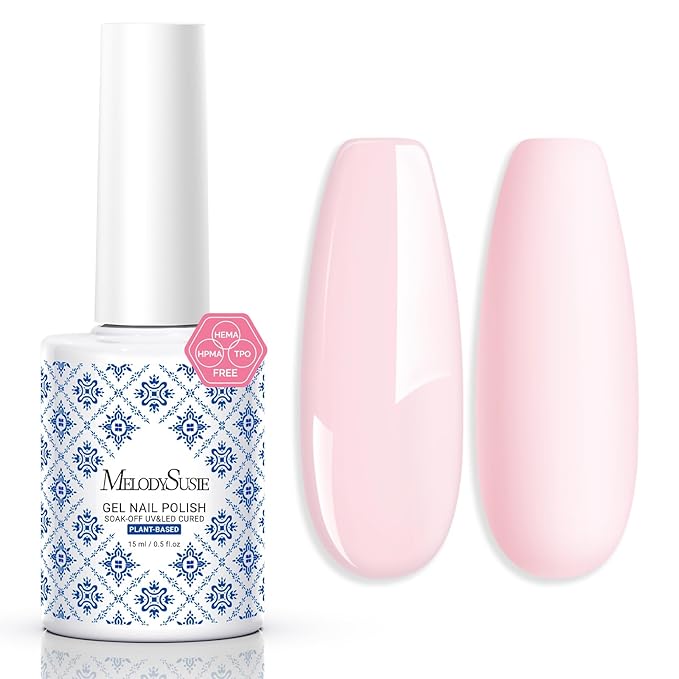 MelodySusie Fleurwee Plant Based Gel Nail Polish, Hema Free Light Pink Nail Polish, Soak Off UV LED Gel Polish Gift for Women 21 Non Toxic Long Lasting Nail Art Manicure Salon DIY at Home P13