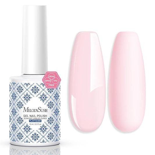 MelodySusie Fleurwee Plant Based Gel Nail Polish, Hema Free Light Pink Nail Polish, Soak Off UV LED Gel Polish Gift for Women 21 Non Toxic Long Lasting Nail Art Manicure Salon DIY at Home P13