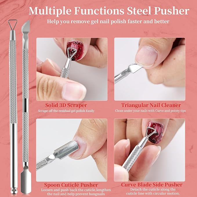 JODSONE 15ml Gel Nail Remover No Need Soaking or Wrapping for Quick And Easy Removal At Home with Cuticle Pusher and Nail File
