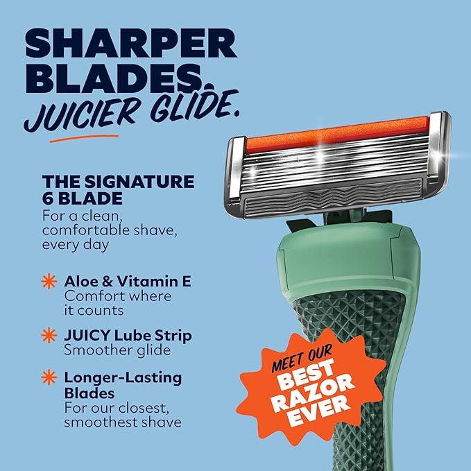 Dollar Shave Club | The Member Exclusive Shave Set | 4 Extra Close Refill Cartridges, 1 Handle (Green), 1 Shave Butter 3 ounce, 1 Razor Cover, Razors for Men
