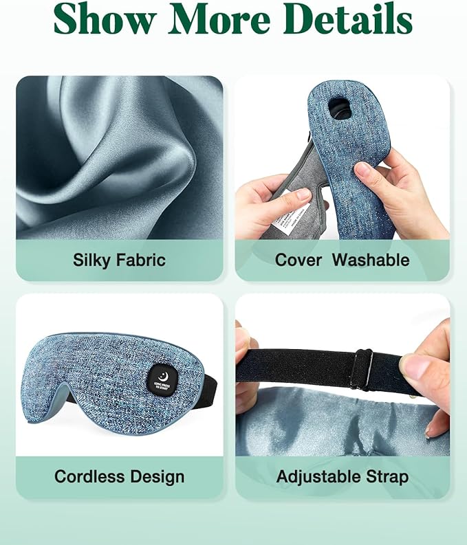 Heated Eye Mask for Dry Eyes, FSA Eligible HSA, Cordless Warm Compress for Eyes, Light Blocking Eye Heating Pad, Styes, Sleep, Cover Washable, Rechargeable, Deep Blue