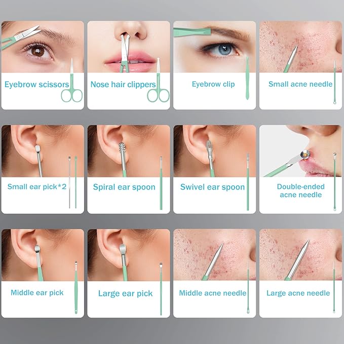 Manicure Set Personal Care, Nail Clipper Kit, Professional Nail Clipper Pedicure Set, Nail Tools with Luxurious Travel Case, Gifts for Men Women Family Friend, 31 Pieces (Green)