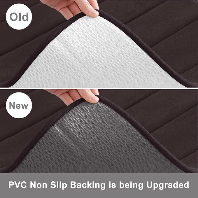 Buganda Memory Foam U-Shaped Contour Toilet Rugs, Non Slip Absorbent, Thick Soft Washable Bathroom Mat, Floor Carpet Bath Rugs Mat for Toilet Base (20" x 20", Brown)