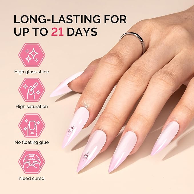 MelodySusie Fleurwee Plant Based Gel Nail Polish, Nail Polish Hema Free 21 Non Toxic Long Lasting No Chip Finger Toe Nail Art Manicure Salon DIY at Home Gifts for Women Sakura Pink P56